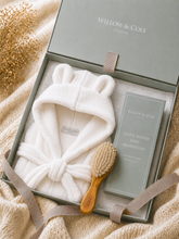 Load image into Gallery viewer, Hydrocotton Baby Robe & Olivewood Brush Gift Set