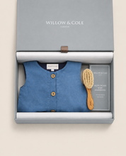 Load image into Gallery viewer, Frederico Baby Boy Romper and Olivewood Brush Gift Set
