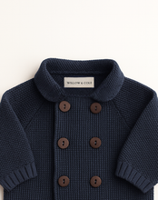 Load image into Gallery viewer, Nehru Cardigan and Arlo Plush Toy Rattle New Baby Gift Set
