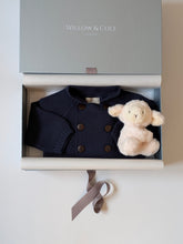 Load image into Gallery viewer, Nehru Cardigan and Arlo Plush Toy Rattle New Baby Gift Set
